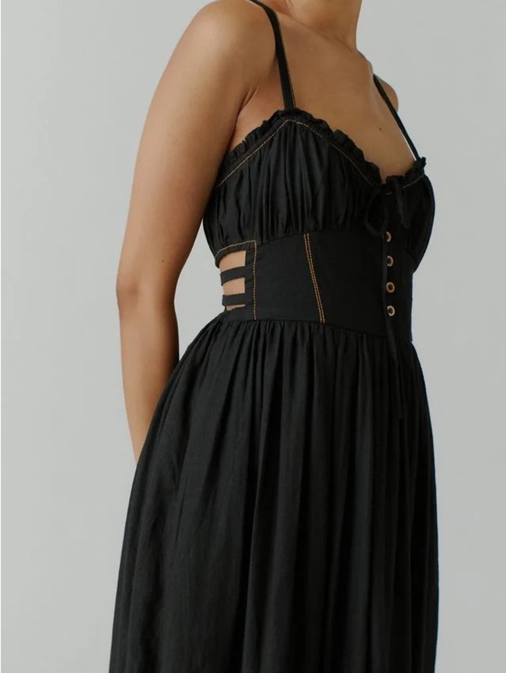 Urban Outfitters Cora Linen Open Back Midi Dress